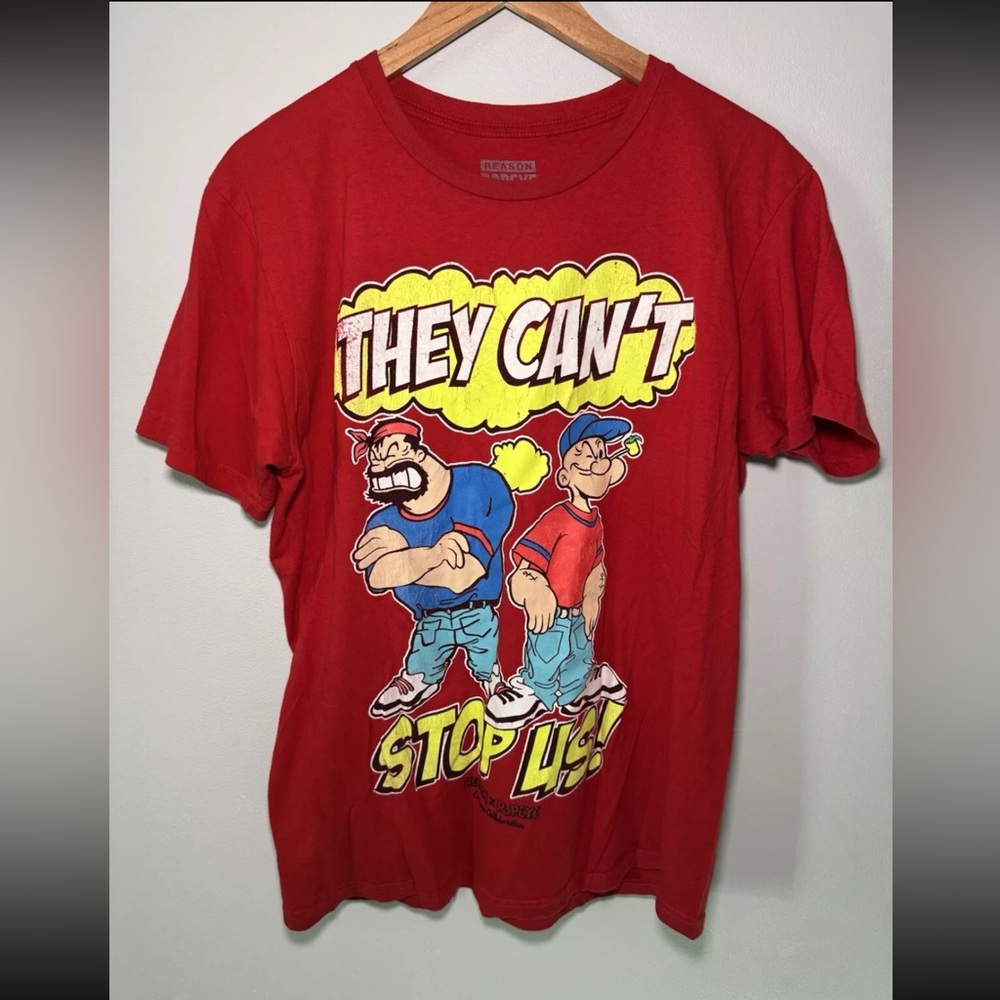 Reason Popeye Vintage T- Shirt They Cant Stop Us Men’s Large Red Cartoons